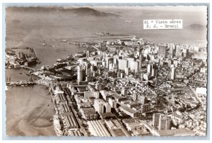 Rio De Janeiro Brazil Postcard Aerial View c1930's Vintage RPPC Photo