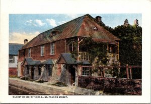 VINTAGE CONTINENTAL SIZE SOFT-PAPER PICTURE OLDEST HOUSE IN THE US ST. AUGUSTINE