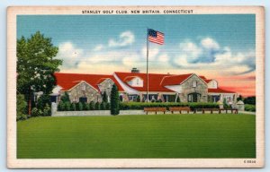 NEW BRITAIN, CT Connecticut ~ STANLEY GOLF CLUB c1940s Linen  Postcard