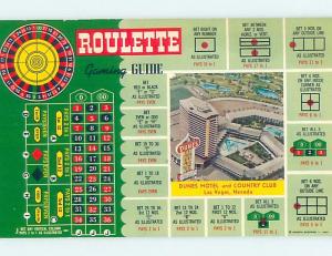 Pre-1980 ROULETTE GUIDE POSTCARD FROM DUNES CASINO HOTEL Las Vegas NV B0727