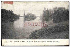 Old Postcard Paris The Bois de Boulogne View taken between the two lakes