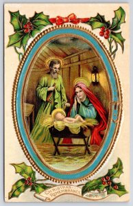 Postcard Christmas Remembrance Greetings Card Holy Family Jose Mary & Baby Jesus