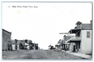 c1910's Main Street Prairie View Kansas KS, Short Orders Pavilion Postcard