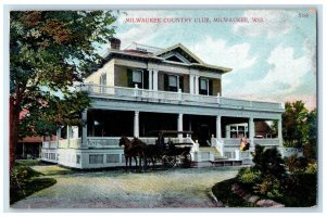 1907 Exterior Milwaukee Country Club Horse Carriage Milwaukee Wisconsin Postcard