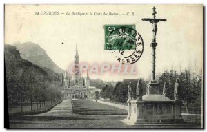 Old Postcard Lourdes Basilica and the Croix des Bretons