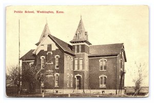Public School Washington Kansas Postcard