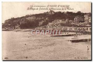 Old Postcard Normandy Le Havre Ste Adresse The Beach Of Galetville and panora...