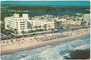 Lauderdale Beach Hotel, Ft Lauderdale Florida, 1954 Aerial View Postcard, Slogan