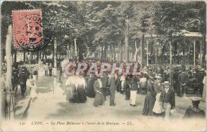 Old Postcard Lyon Place Bellecour is the hour of music
