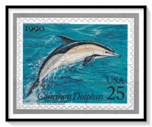 USPS 1990 Common Dolphin Jigsaw Puzzle & Postcard