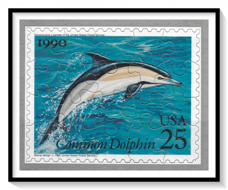 USPS 1990 Common Dolphin Jigsaw Puzzle & Postcard