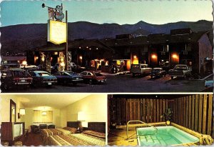 Multiview Silverhorn Motor Inn Kellogg ID Pool Interior Night Postcard