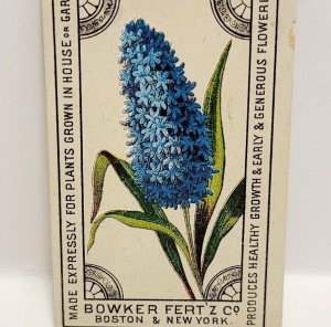 Antique Victorian 1880s Bowker Fertz Flower Boston Business Card 3.25 x 2