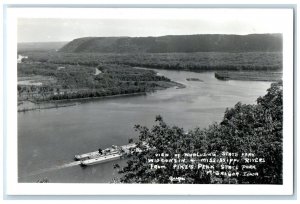 View Of Wyalusing State Park Steamer Ship Pikes Peak State RPPC Photo Postcard