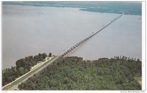 CHARLESTON, South Carolina; Aerial View of Cooper River Double Spanned Brid...