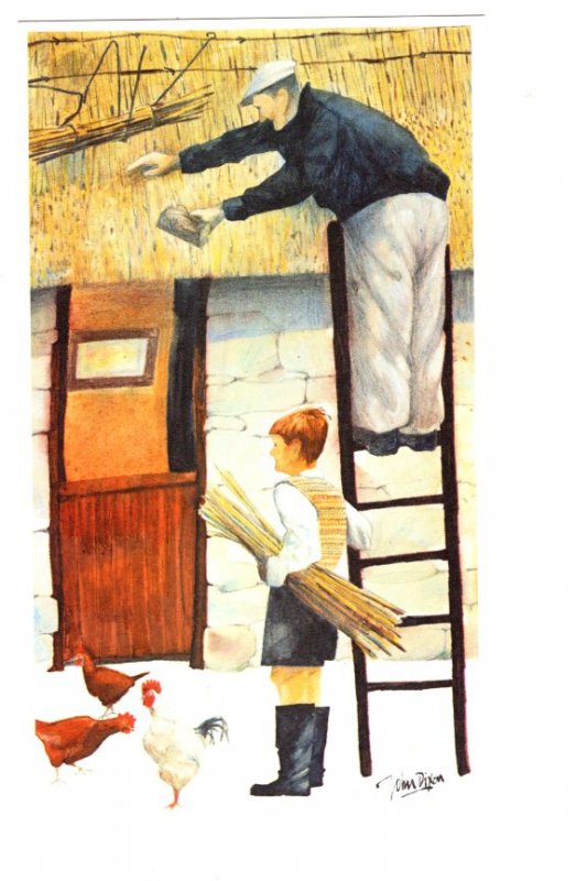 OVERSIZE, The Thatchers. Ireland, John Dixon Artist, 1977, Thatching a Roof