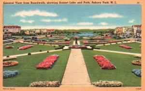 Vintage Postcard General View Fr. Boardwalk Showing Sunset Lake & Asbury Park NJ