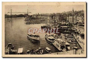 Postcard Old Marseille old port and the Transporter Bridge