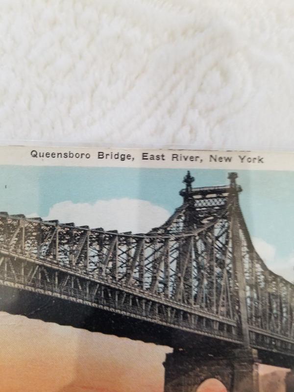 Antique Postcard, Queensboro Bridge, East River, New York