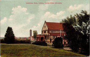 Vintage Postcard KS Lawrence Library Kansas State University PCK Series 1910 S86