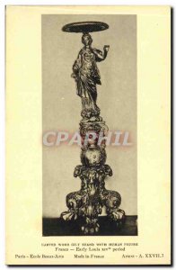 Postcard Old Carved gilt wood stand wuth human face France Early Louis XIV th...