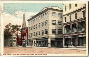 Elm Street, Showing Columbus Building, Westfield MA c1917 Vintage Postcard I30