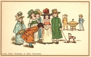 Vintage Postcard Woman Fashion Suit Attire From Early Drawing Of Kate Greenaway