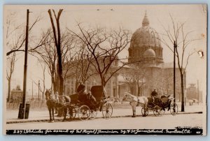 Montreal Canada Postcard Horse Carriage St. James Cathedral c1930's RPPC Photo