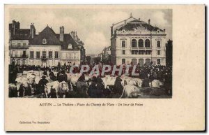 Old Postcard Autun Le theater Place du Champ de Mars A fair day