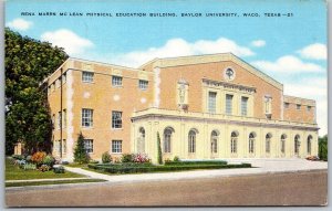 Waco Texas 1940s Postcard Physical Education Building Baylor University