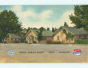 Unused Linen GREEN GABLES COURT MOTEL Cody Wyoming WY u8397