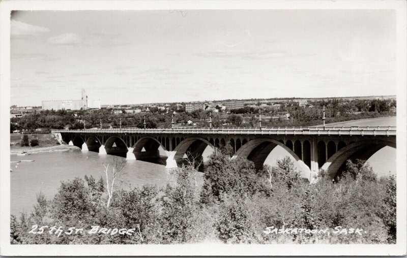 25th Street Bridge Saskatoon SK Saskatchewan RobinHood Flour RPPC Postcard H10