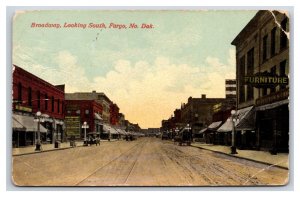 Broadway Street View Looking South Fargo North Dakota ND DB Postcard W6