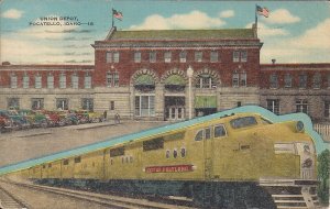 Pocatello ID, 1948, RR Station Depot, City of Portland Train, Linen, Railway