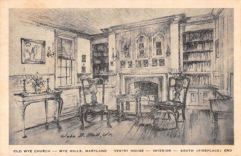 Wye Mills, Maryland, Vestry House, Antique Postcard (T3546)