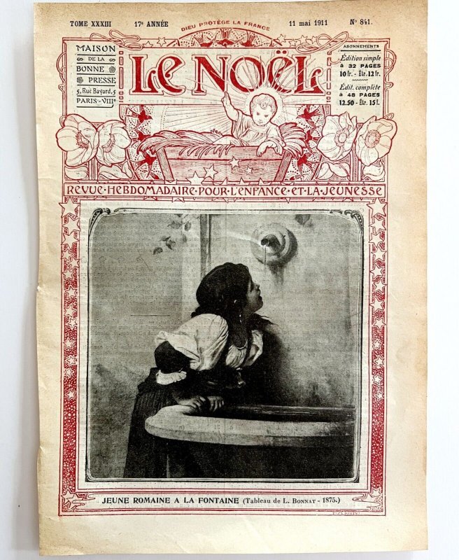 Le Noel Christmas 1911 Magazine COVER #841 French Art Crafts Ephemera DWT13C