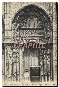 Postcard Old Cathedral of Chartres Royal Portal detail