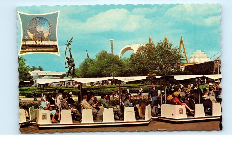 1964 Glide-A-Ride Rocket Thrower New York Worlds Fair Train Vintage Postcard C69