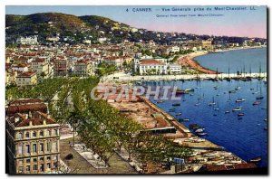 Postcard Old Cannes Vue Generale Mount Jack Knight Boat
