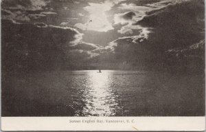 Sunset English Bay Vancouver BC British Columbia 1908 2 Cent Stamp Postcard E78