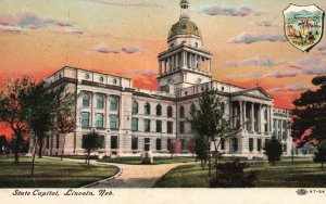 Vintage Postcard 1910's View of State Capitol Building Lincoln Nebraska NE