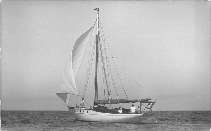 Harvey's Boat 1940s Tradewinds Sailing Yacht RPPC Photo Postcard 21-23