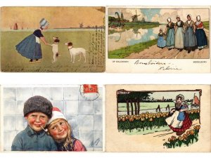 DUTCH FOLKLORE, 73 Mostly Artist Signed Vintage Postcards pre-1940 (L6210)