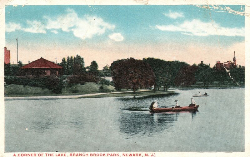 Vintage Postcard 1922 A Corner Of The Lake Branch Brook Park Newark New Jersey