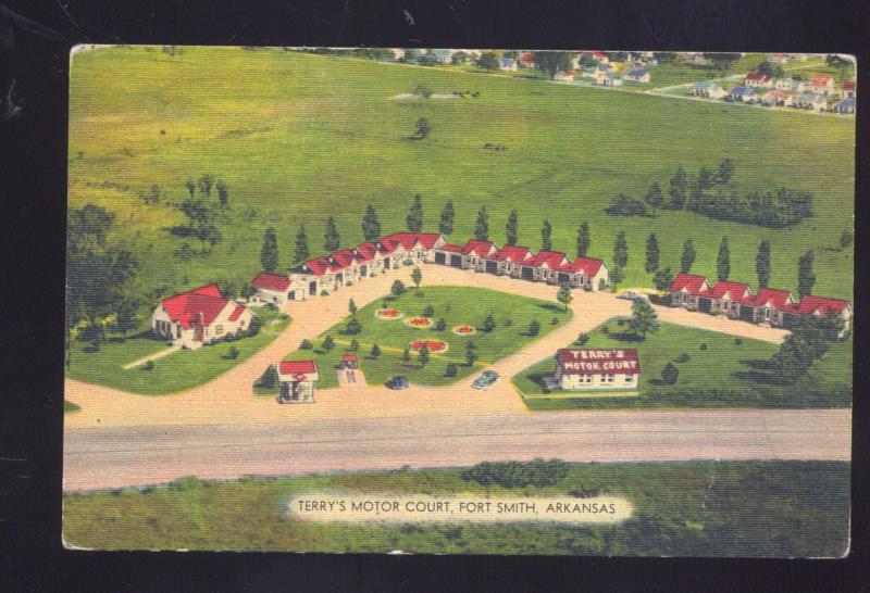 FORT SMITH ARKANSAS TERRY'S MOTOR COURT AERIAL VIEW VINTAGE POSTCARD