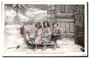 Old Postcard Fantasy Children Toboggan Doll