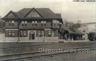 CCC8STl, Depot, Wabash, IN, Indiana,USA Kodak Real Photo Paper Train Railroad...