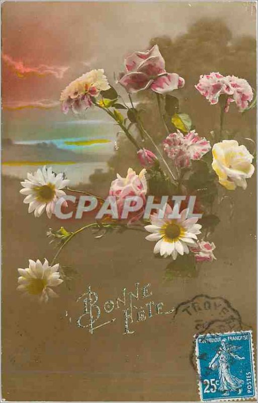 Old Postcard Bonne fete Flowers