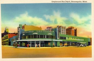 Frameable Reproduction of the Greyhound Bus Depot, Minneapolis, MN Postcard