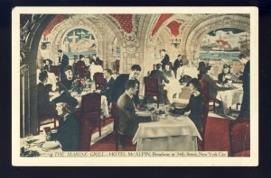 New York City, NY Postcard, The Marine Grill, Hotel McAlpin, Broadway, Art Deco